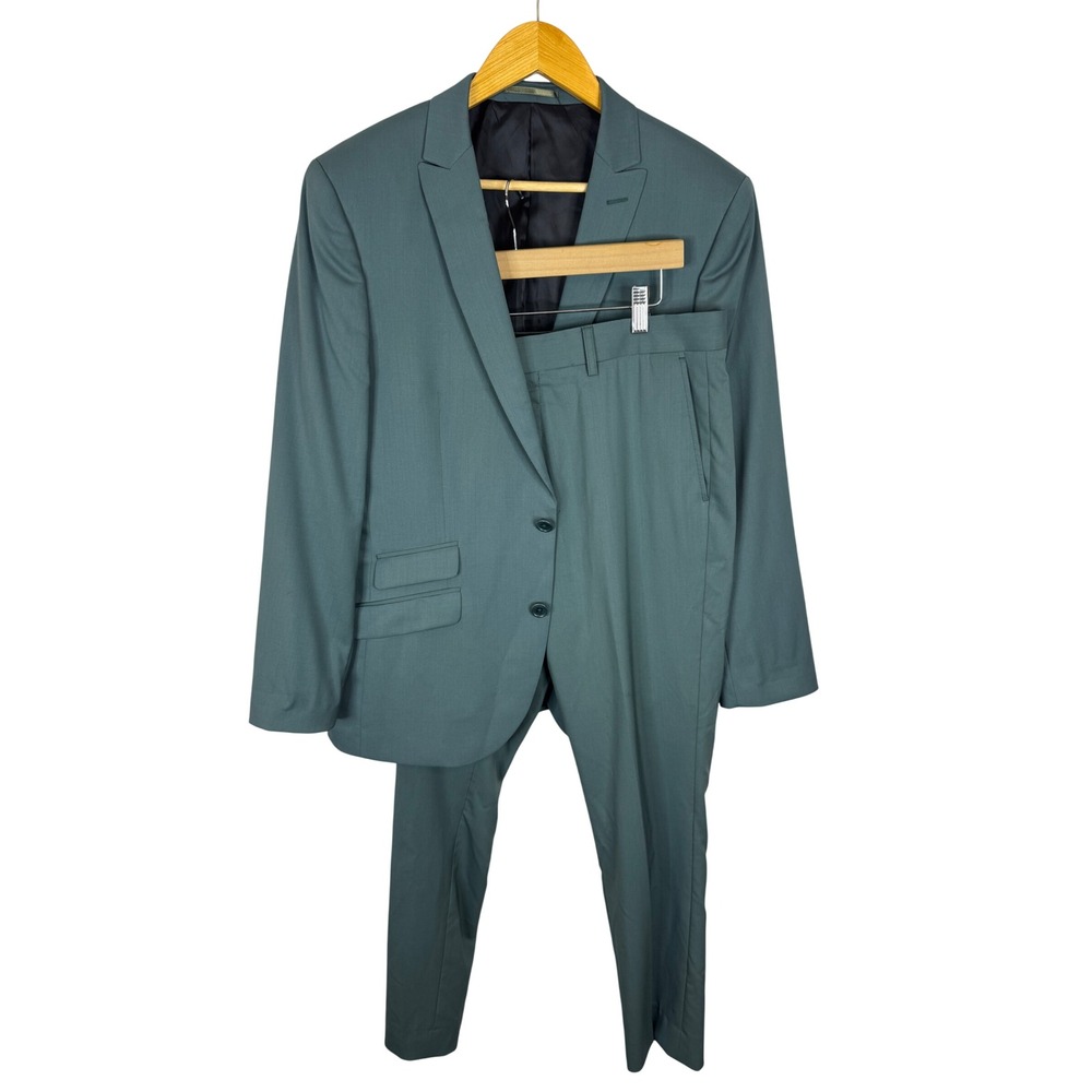 Le 31 Simons Mens 40R Teal Green Marzotto Super 130s Wool Suit Stockholm 33X31